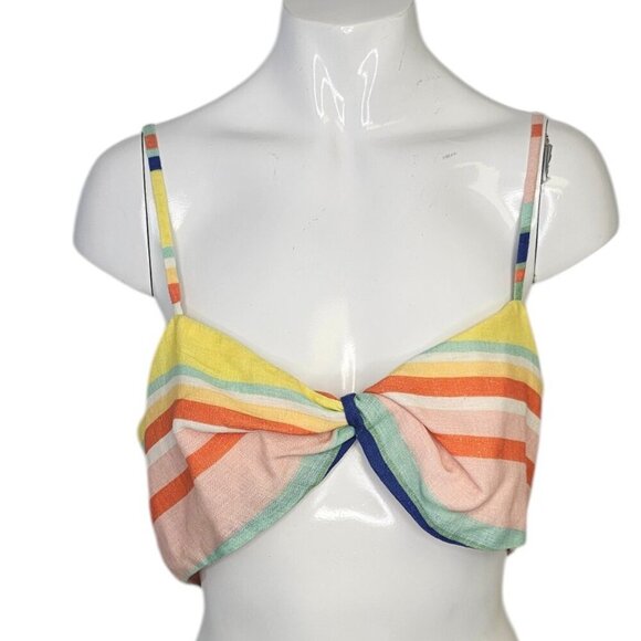 Anthropologie Linen Blend Twist Front Crop Top Size Small Striped NWT - Picture 1 of 6